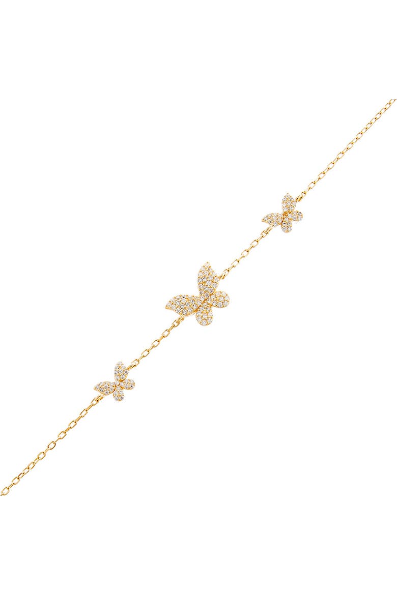 Pave Triple Butterfly Bracelet, Main, color, Gold