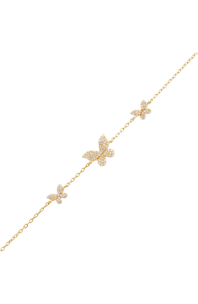 BY ADINA EDEN Pave Triple Butterfly Bracelet, Main, color, Gold