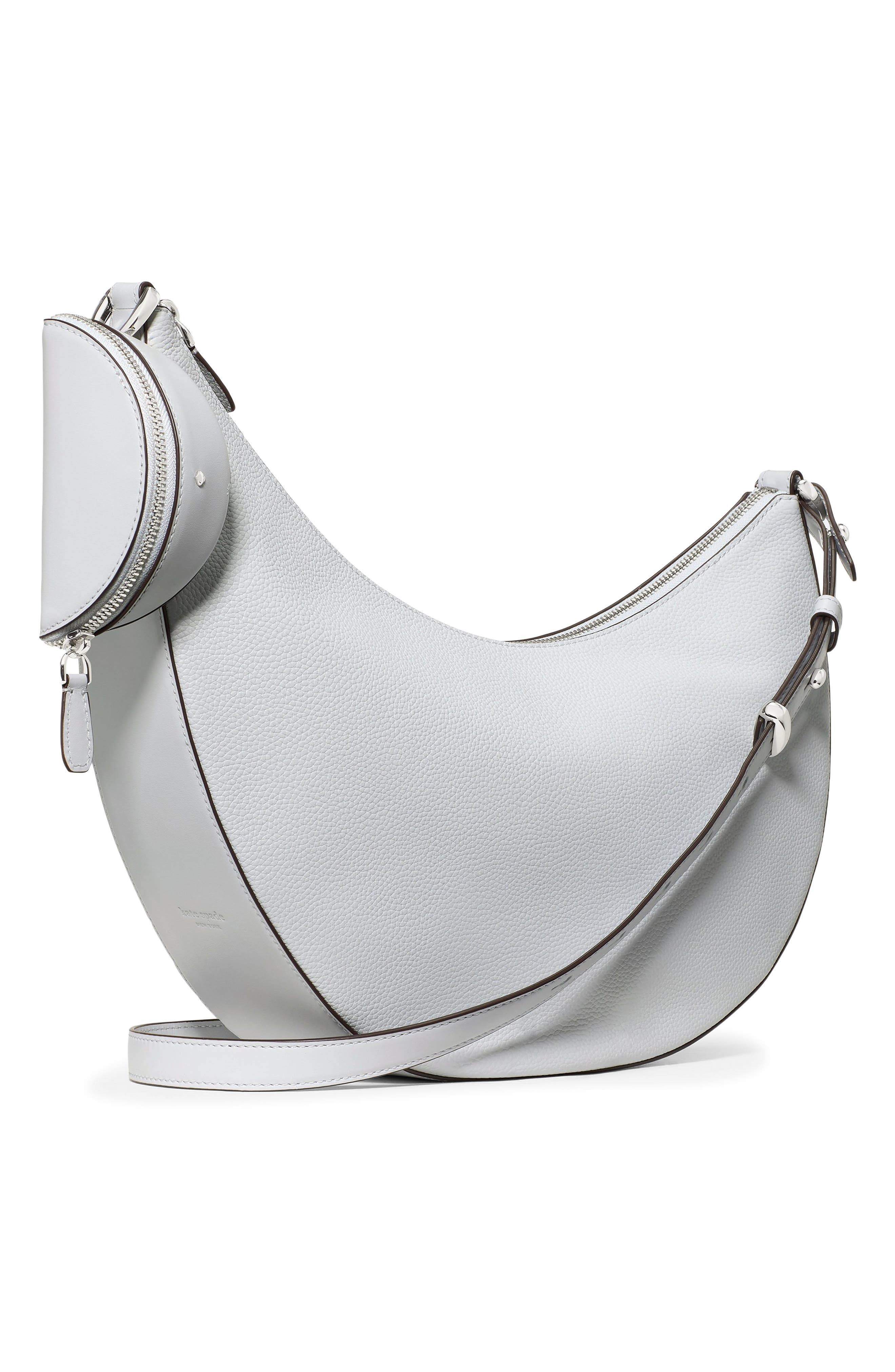 large duo pebbled leather crossbody bag, Alternate, color, QUARRY GREY