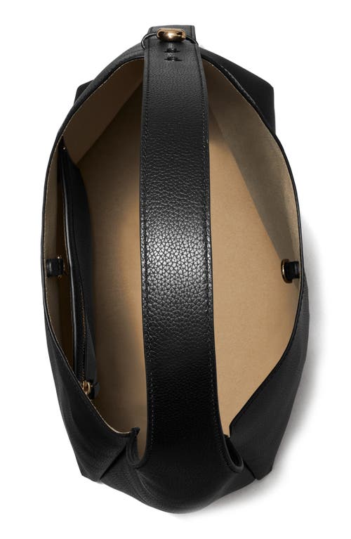 Tory Burch Romy Pebbled Leather Hobo Bag In Black