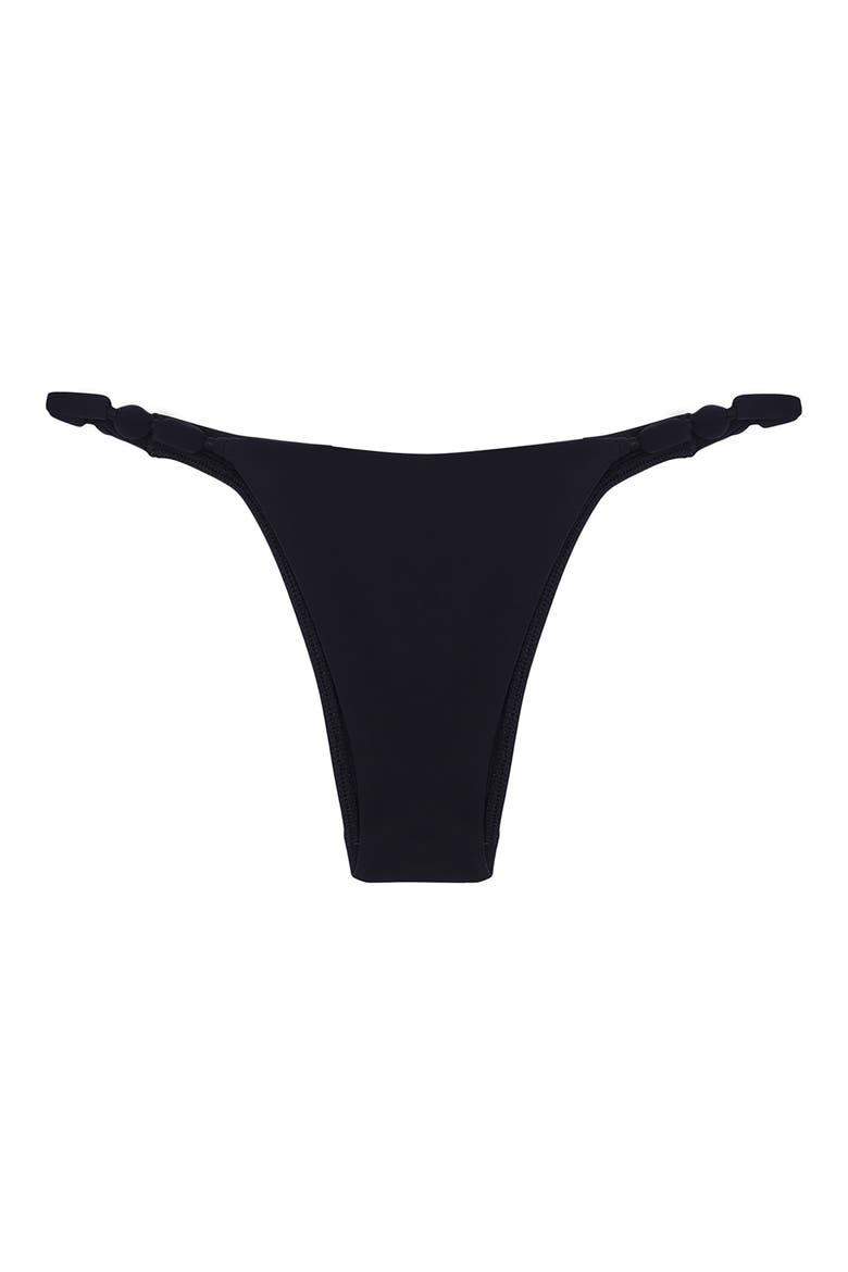 Athena Solid Beaded Knot Bikini Bottoms, Alternate, color, BLACK