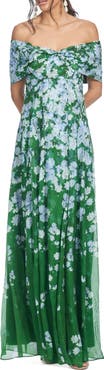 Sachin & Babi Kennedy Floral Print Off the Shoulder Gown
