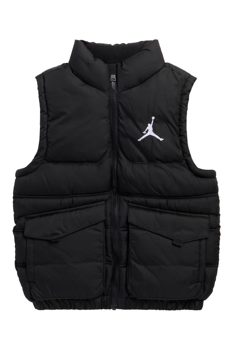 Kids' Cargo Pocket Puffer Vest, Main, color, BLACK