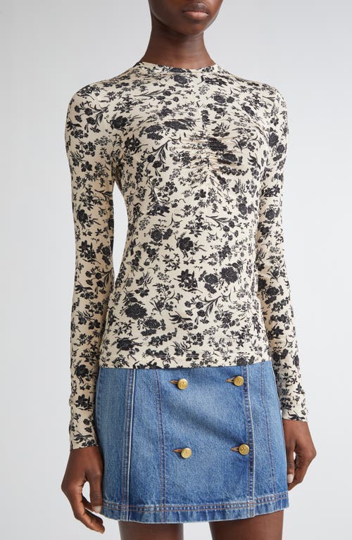 Ulla Johnson Neri Floral Center Ruched Knit Top In Multi