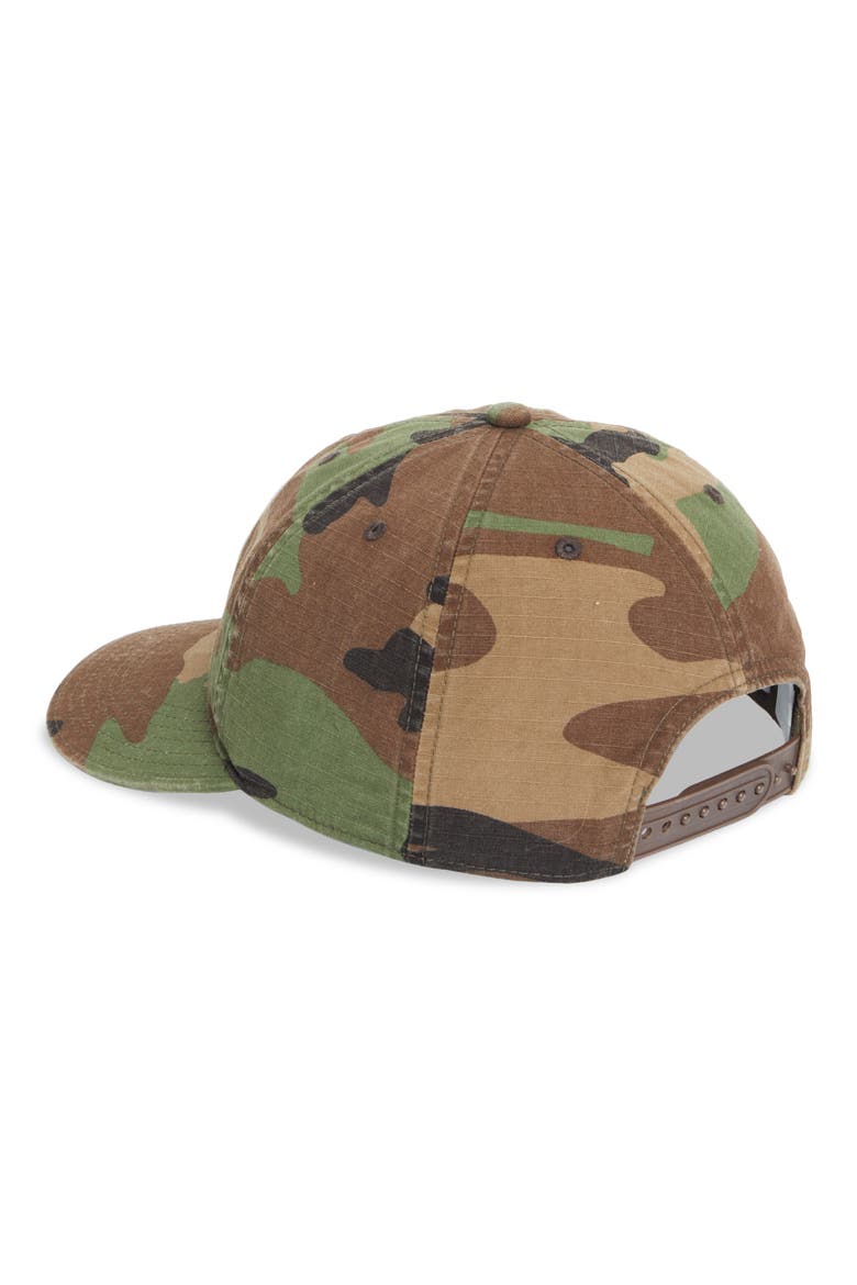 Camo Print Cotton Ripstop Snapback Baseball Cap, Alternate, color, WOODLAND CAMO