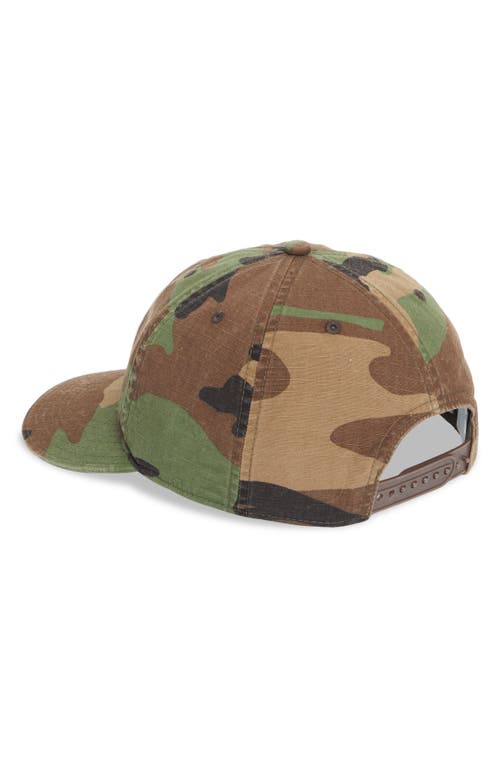 Double Rl Camo Print Cotton Ripstop Snapback Baseball Cap In Brown