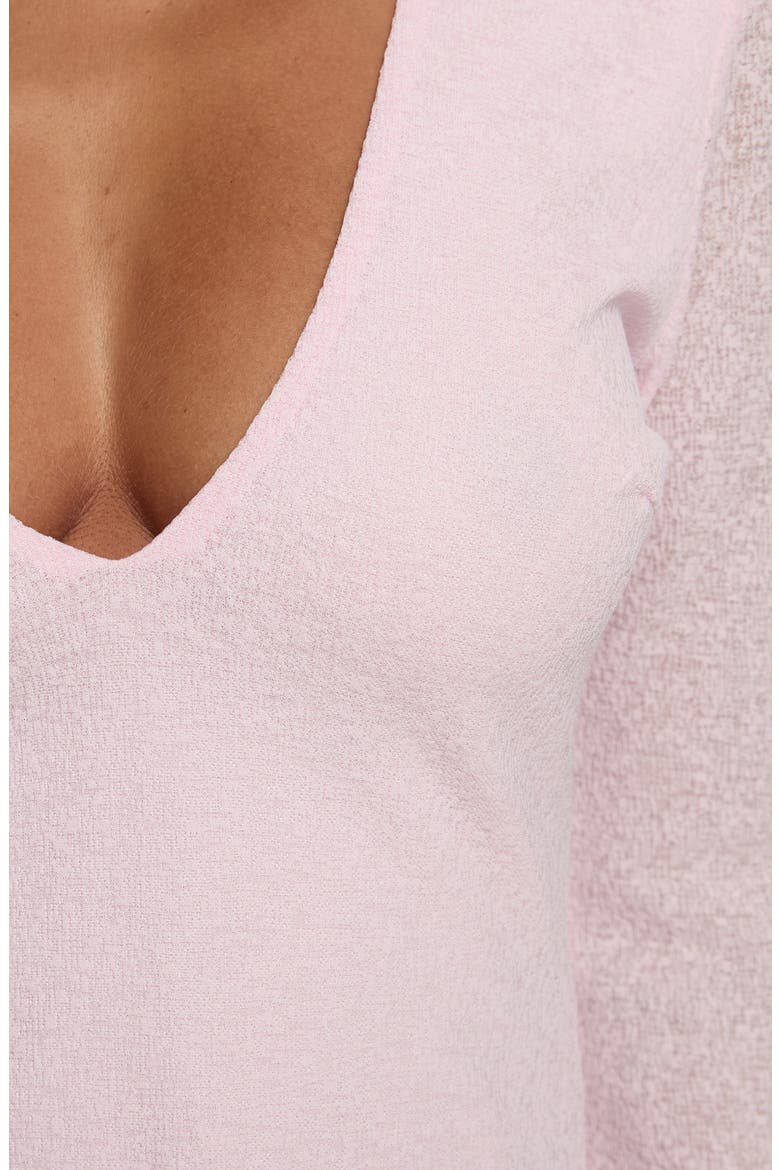 Joya Plunge Long Sleeve Minidress, Alternate, color, PINK