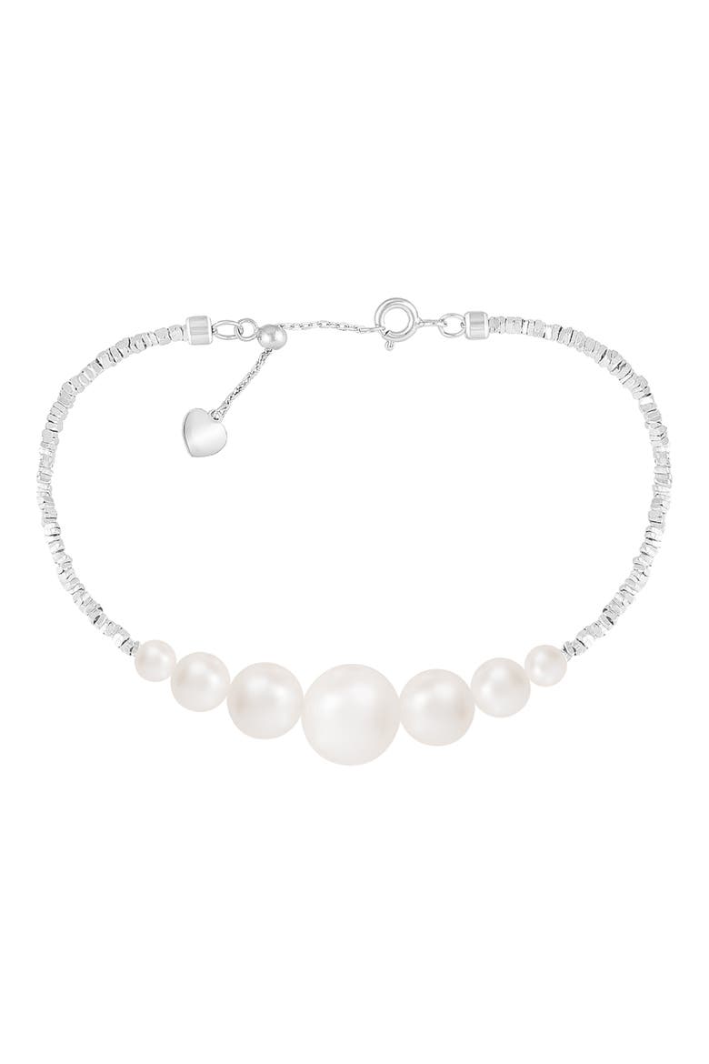 Graduated Freshwater Pearl Chain Bracelet, Main, color, WHITE