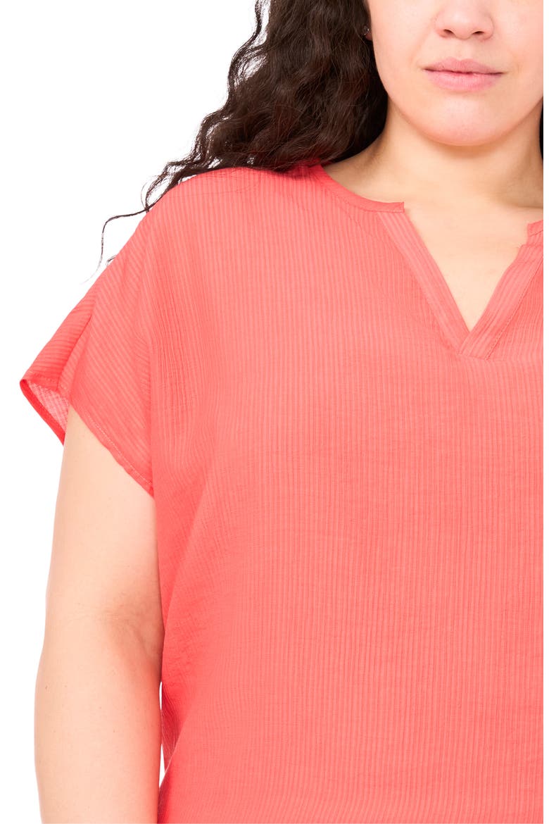 Stripe Popover Top, Alternate, color, DEEP SEA CORAL