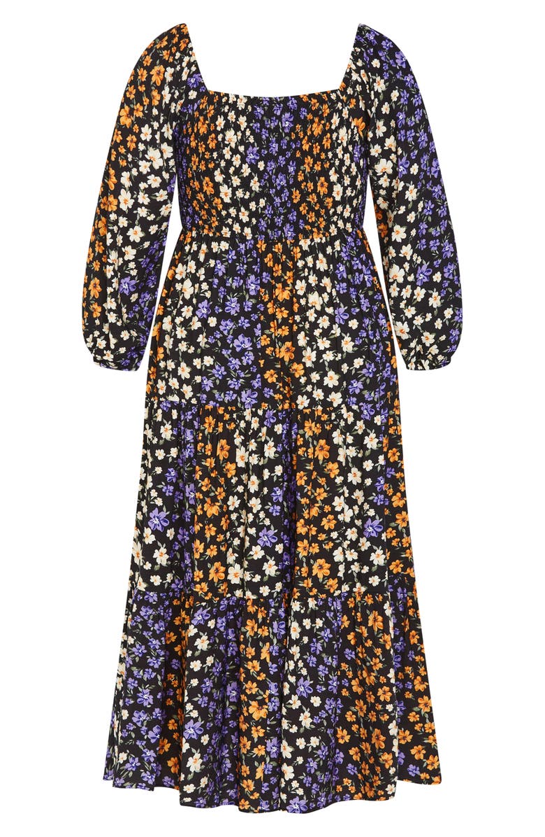 City Chic Alivia Floral Long Sleeve Tiered Maxi Dress, Alternate, color, Daydream Ditsy