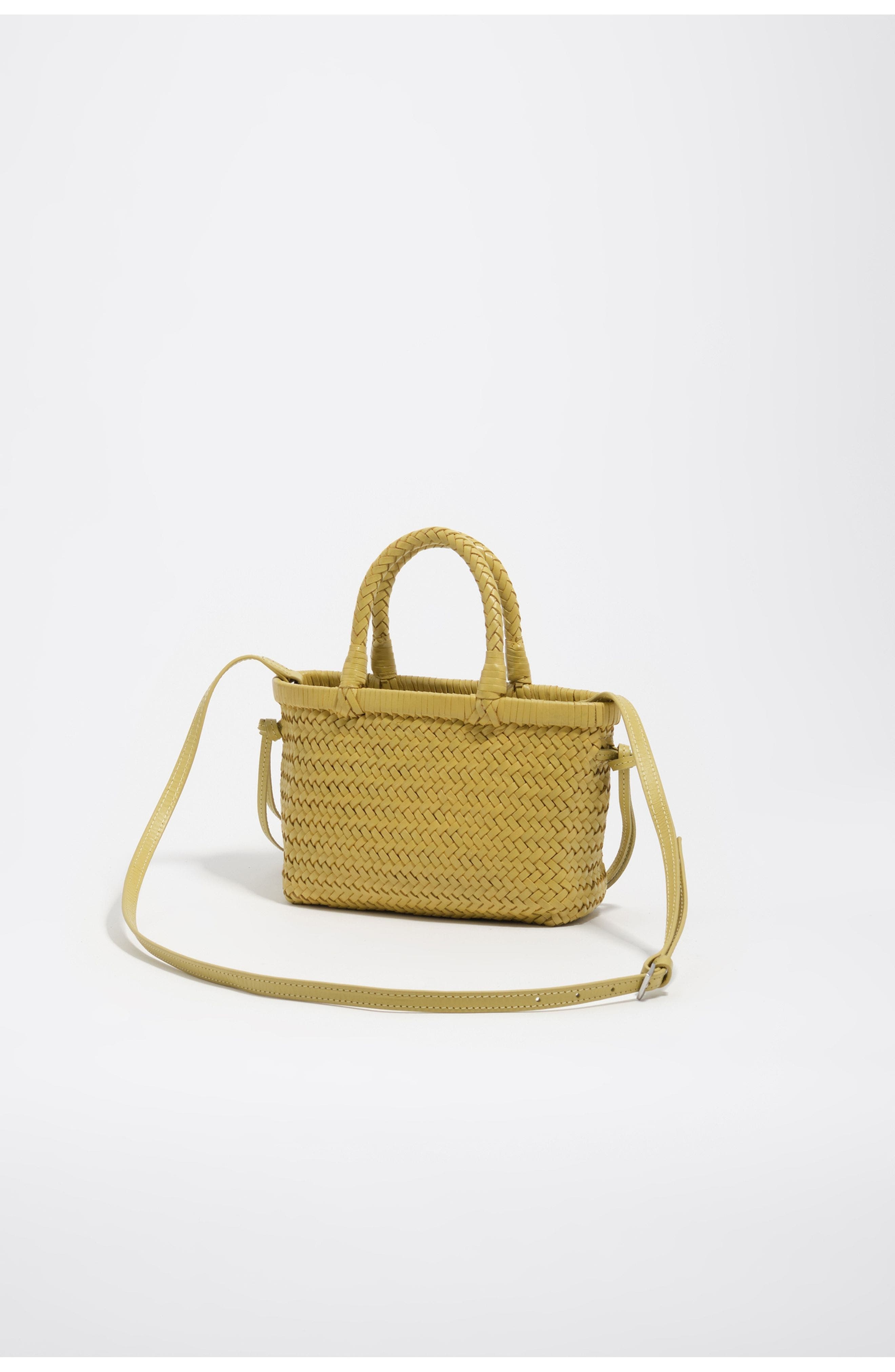 Plaited Leather XS Bag, Alternate, color, LIGHT YELLOW