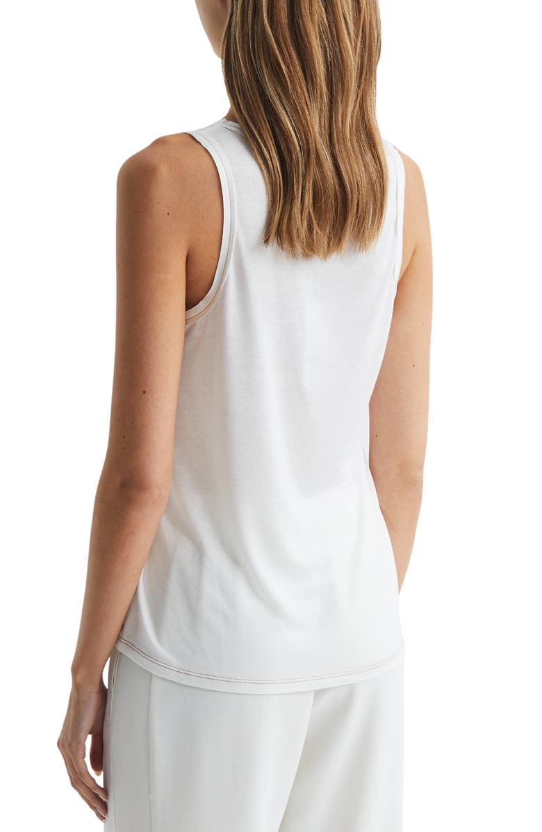 Reiss Riley Mixed Media Silk Blend Tank, Alternate, color, White