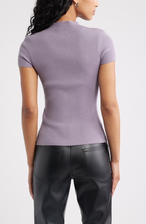Rib Knit Mock Neck Sweater