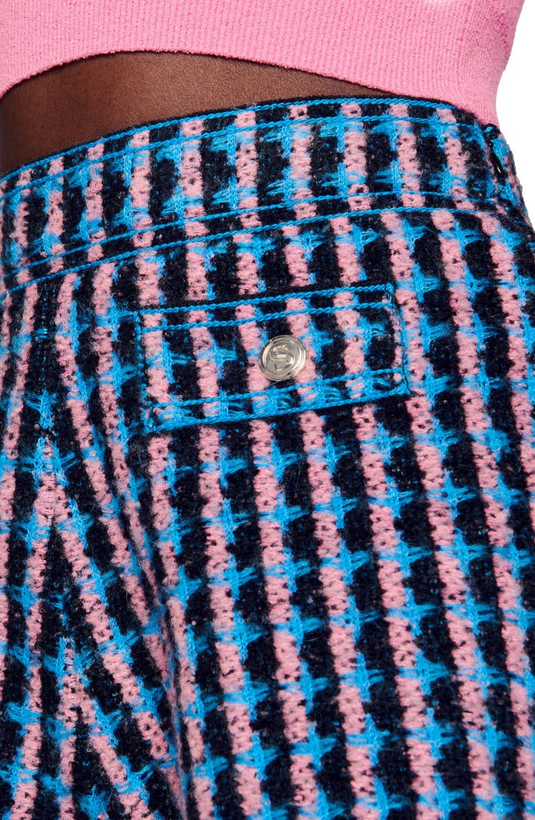 SANDRO Gilo High Waist Tweed Shorts, Alternate, color, Noir / Bleu