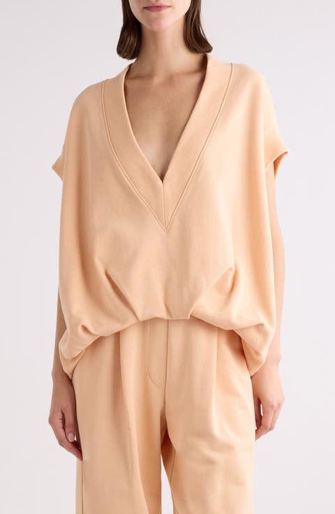 Hann Cap Sleeve Deep V-Neck Top