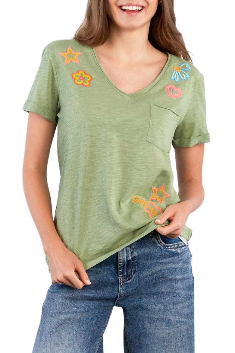 Paradise V-Neck Cotton T-Shirt, Main, color, SAGE