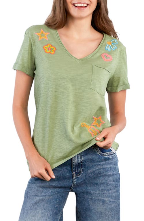 Billy T Paradise V-neck Cotton T-shirt In Green