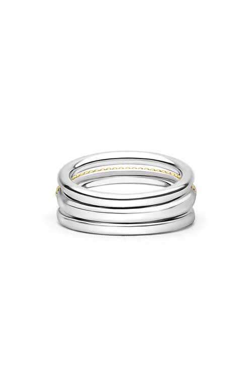 Lagos Two Tone Caviar Lux Three Row Diamond Ring, 0.135 Ct. T. W. In Two-tone