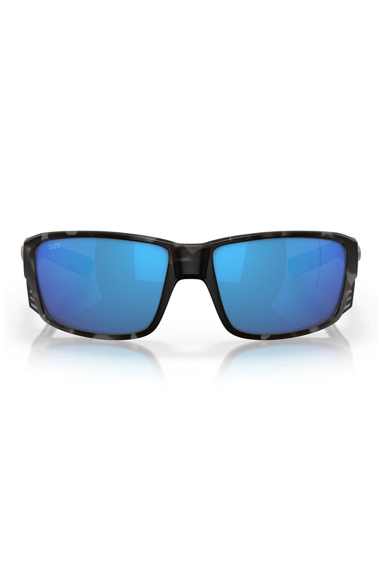 Tuna Alley 60mm Polarized Mirrored Rectangular Sunglasses, Main, color, TIGER SHARK / BLUE MIRROR 580G