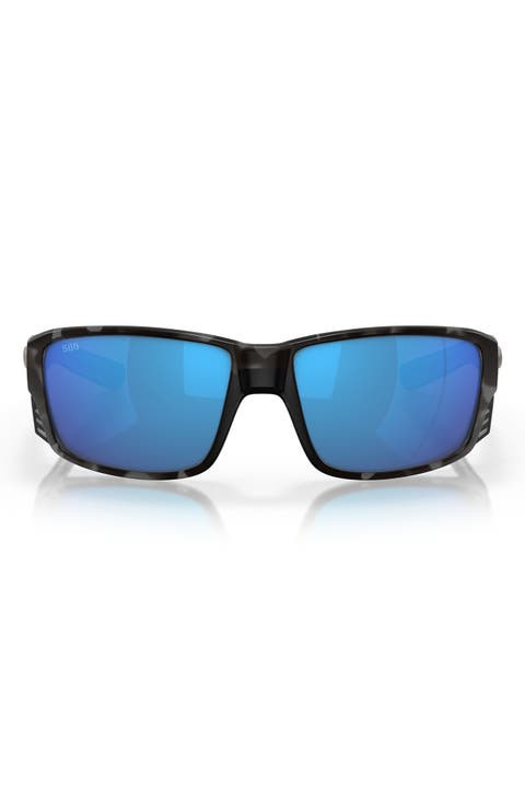 Tuna Alley 60mm Polarized Mirrored Rectangular Sunglasses