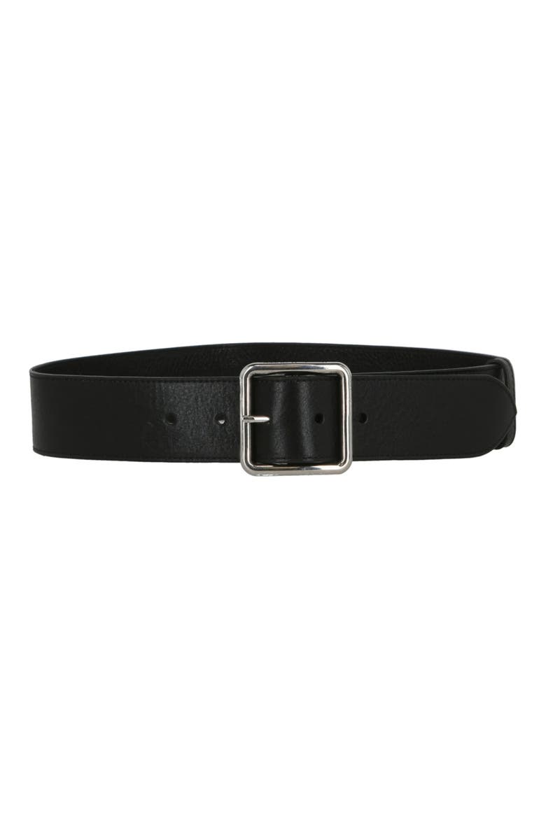 Wide Leather Belt, Main, color, BLACK