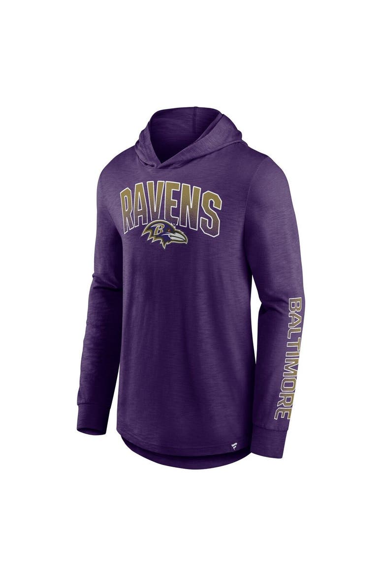 Men's Fanatics Branded Purple Baltimore Ravens Front Runner Long Sleeve Hooded T-Shirt, Alternate, color, Purple