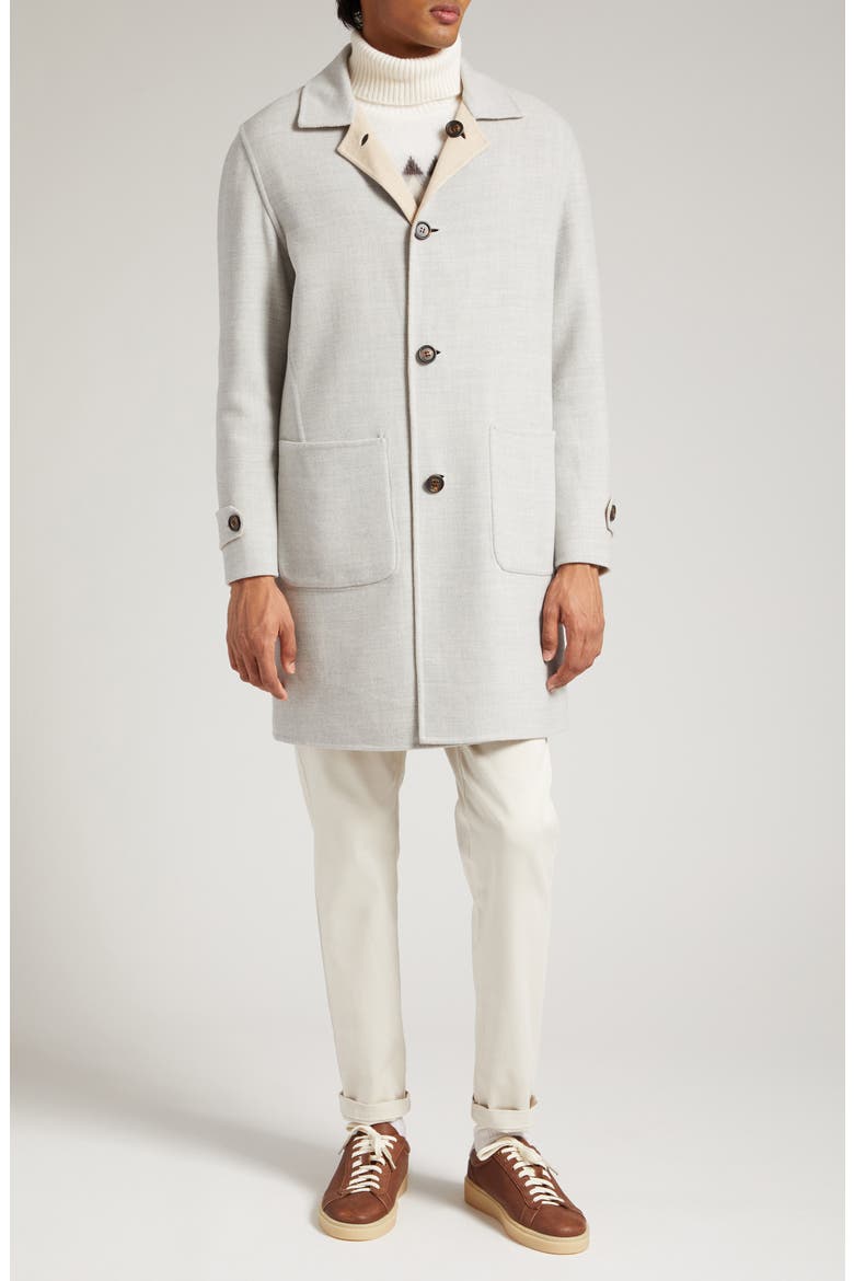 Reversible Double Face Wool Coat, Alternate, color, LIGHT GREY-SAND-WHITE