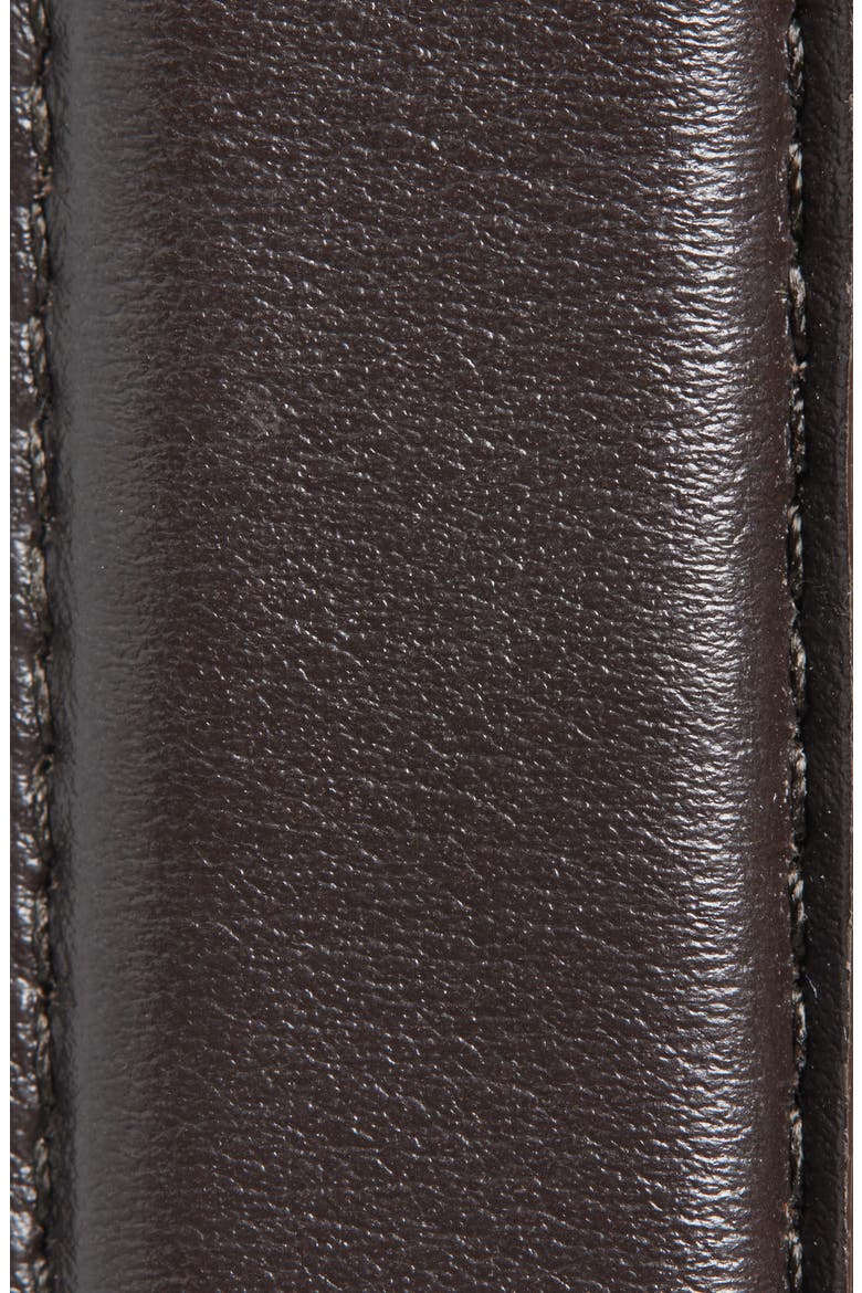 The Square Buckle Leather Belt, Alternate, color, DARK BROWN