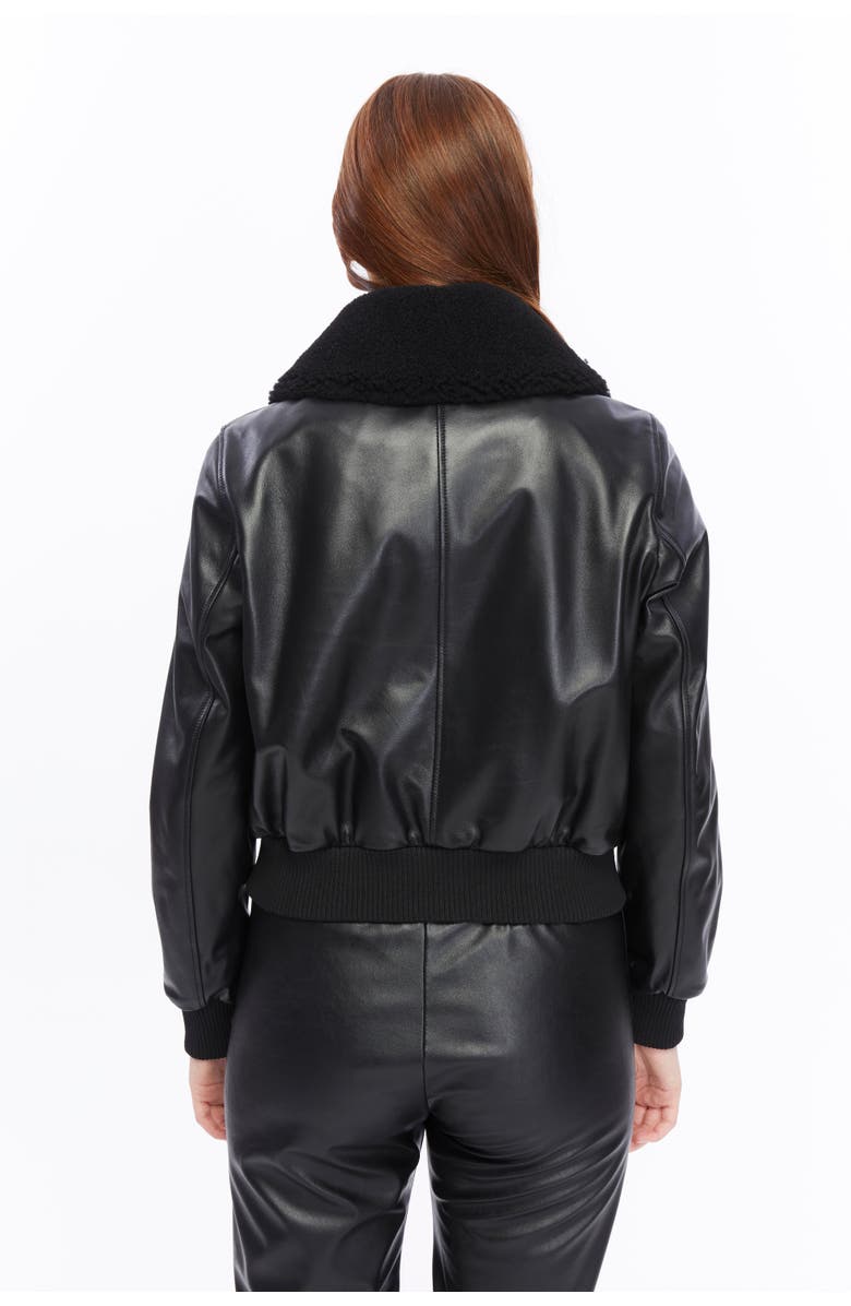 Furniq UK Florence Leather Bomber Jacket, Alternate, color, Black