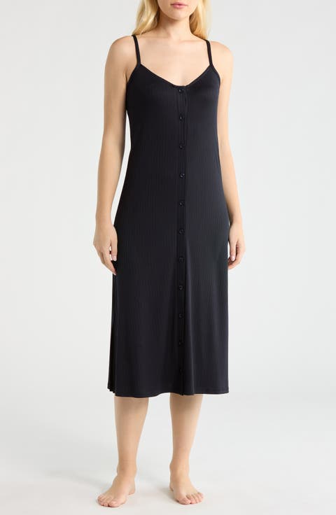 Rib Button Front Nightgown