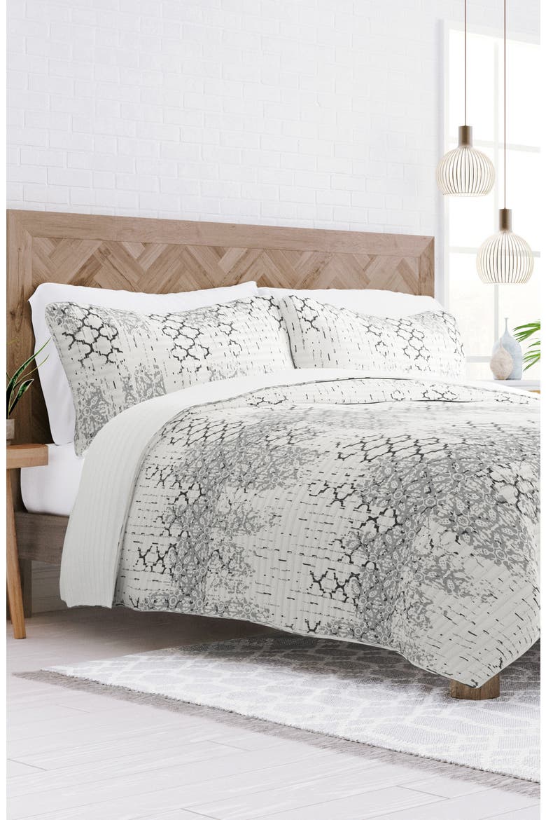 All Season Reversible Down Alternative Quilt & Sham Set, Alternate, color, LIGHT GRAY