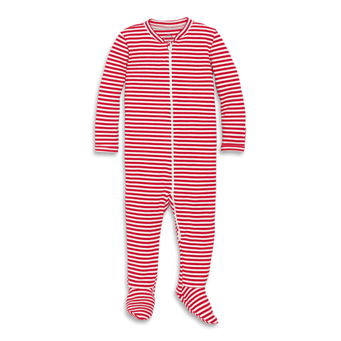 Baby Organic Zip Footie In Stripe