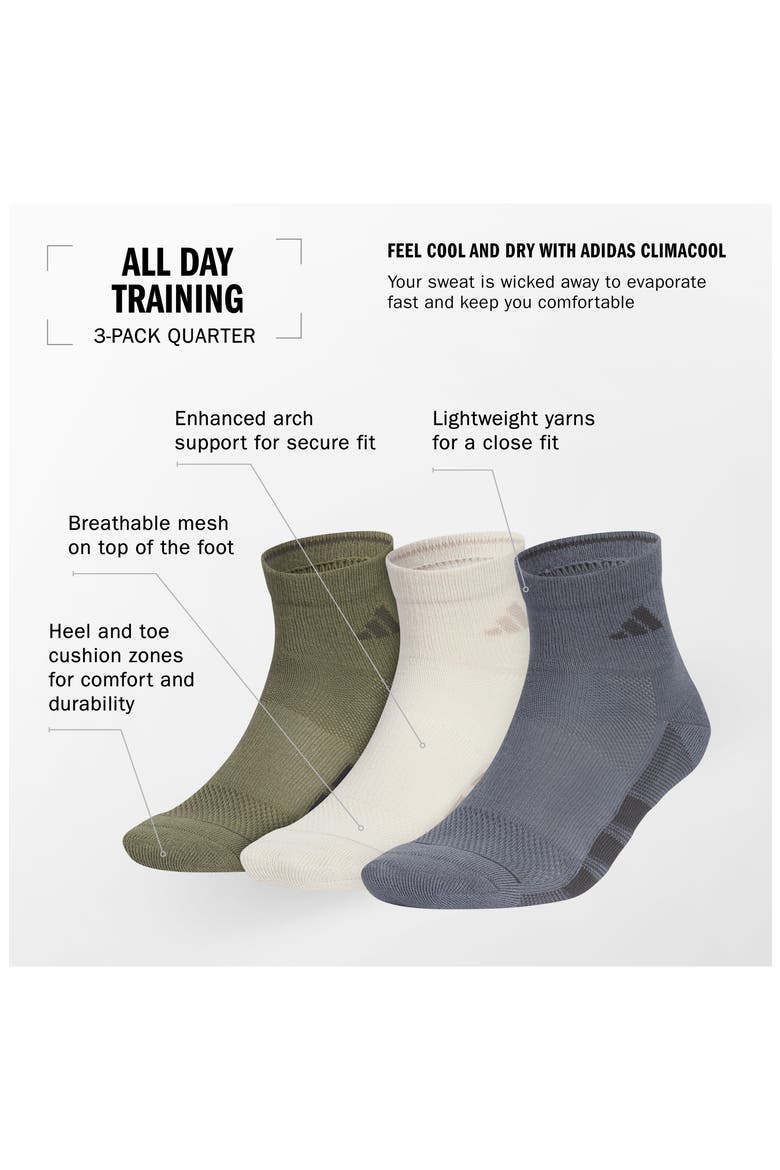 Superlite All Day 3-Pack AEROREADY Quarter Training Socks, Alternate, color, BLACK/ GREY/ NIGHT GREY