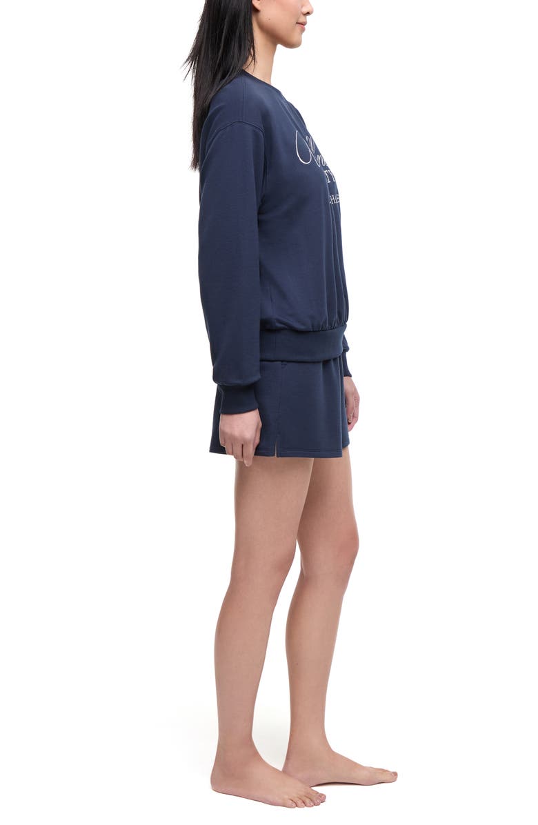Wildfox Wellness Society Sleep Sweatshirt & Shorts Set, Alternate, color, Total Eclipse