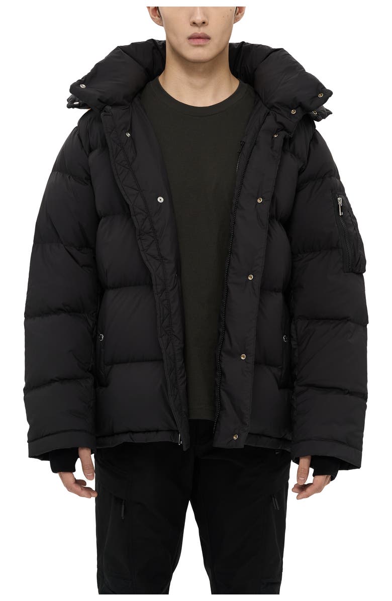 AlphaStyle Minto Mens Detachable Hood Puffer, Main, color, Black