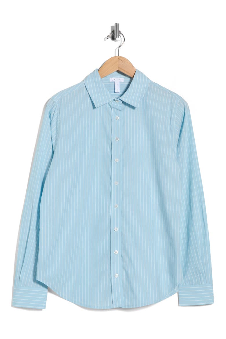 Cotton Button-Down Shirt, Alternate, color, BLUE RISE PINSTRIPE