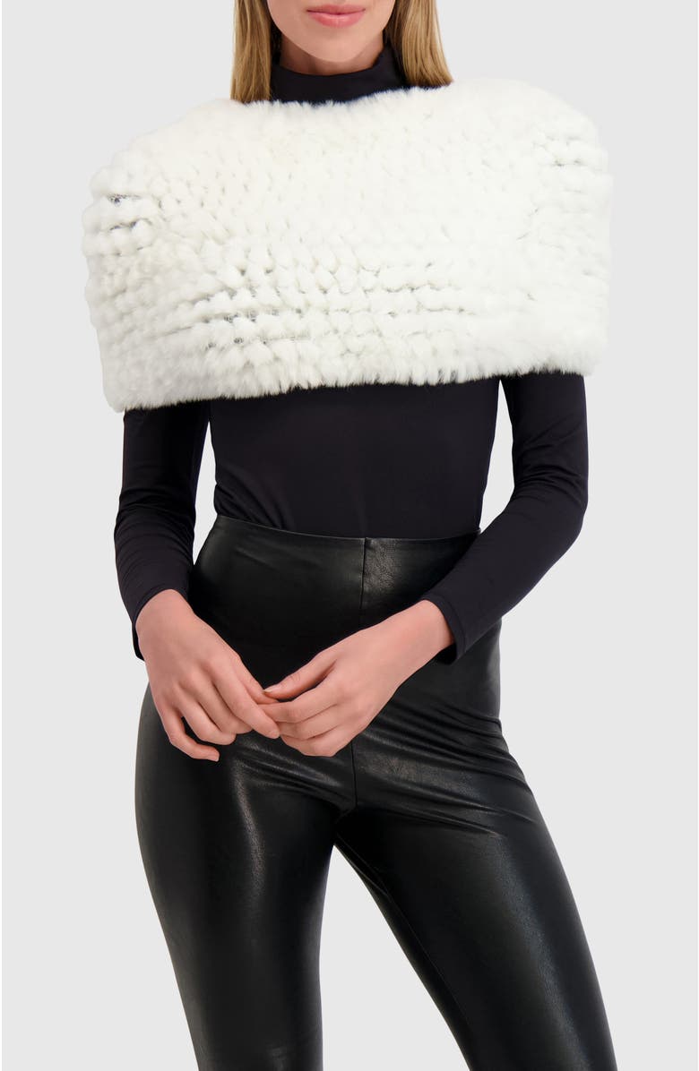 Lyla Grant Fur-Free Rex Rabbit (Faux Fur) Knit Cowl, Alternate, color, White