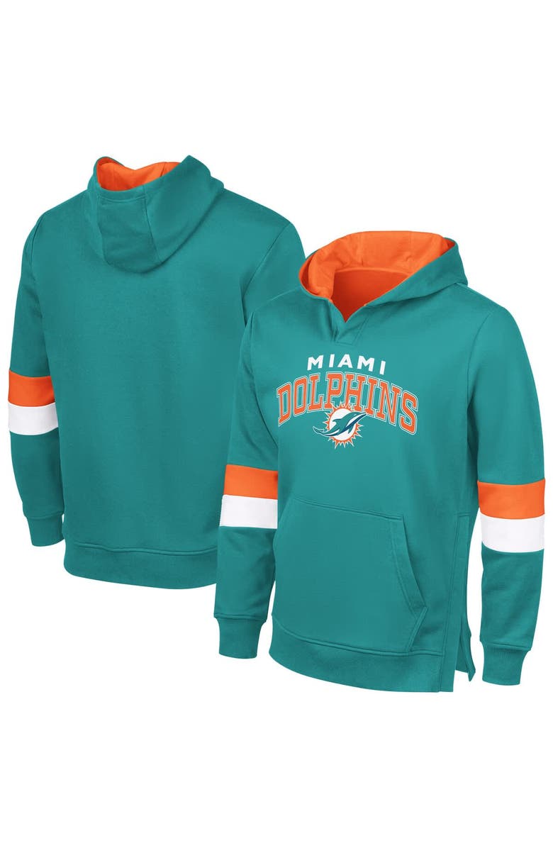 G-III SPORTS BY CARL BANKS Men's G-III Sports by Carl Banks Aqua/Orange Miami Dolphins Adaptive Faceoff Pullover Hoodie, Alternate, color, Aqua