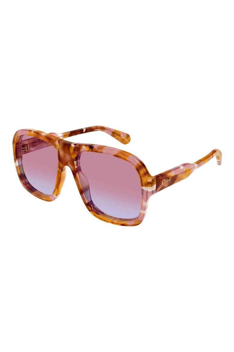 58mm Square Sunglasses, Alternate, color, SUNRISE HAVANA