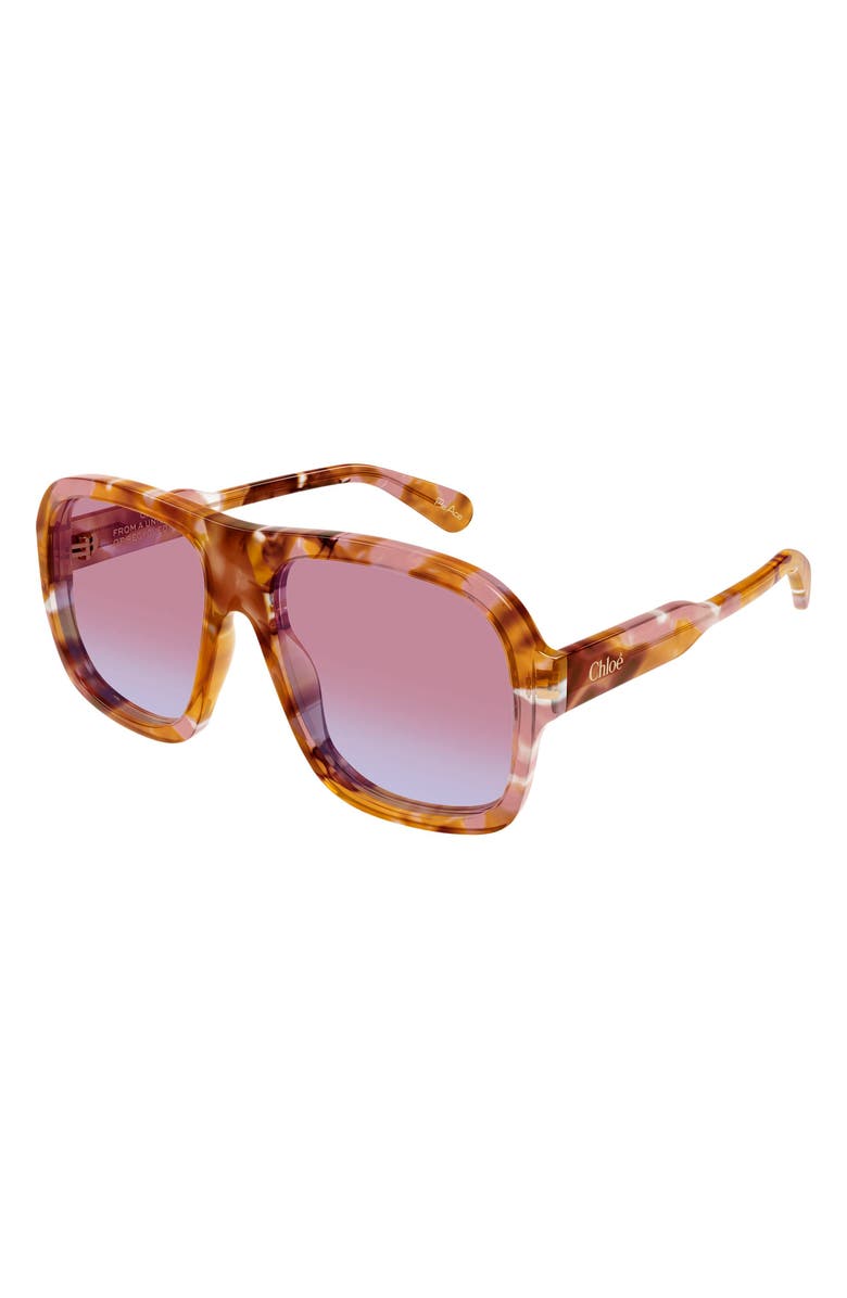 Chloé 58mm Square Sunglasses, Alternate, color, Sunrise Havana