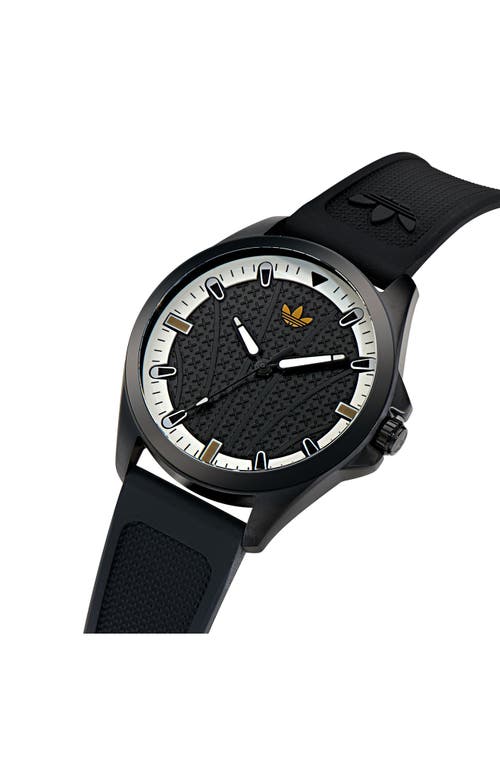 Adidas Originals Adidas Ao Fashion Iconic One Black Silicone Strap Watch, 40mm In Black