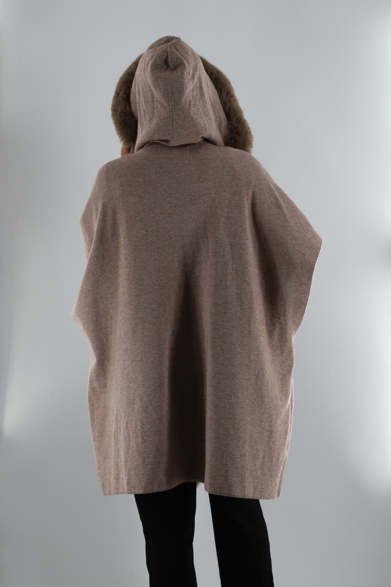 Wrap with Hood/Faux Fur Trim, Alternate, color, Camel