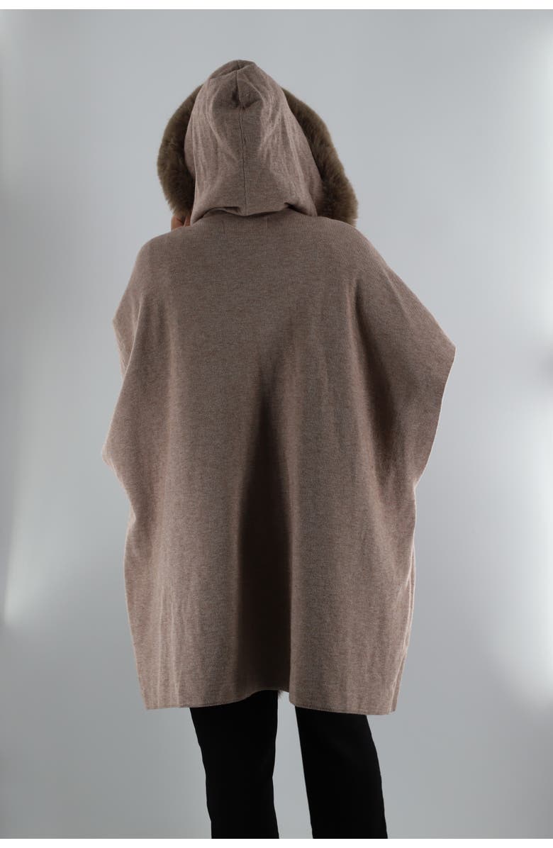 La Fiorentina Wrap with Hood/Faux Fur Trim, Alternate, color, Camel