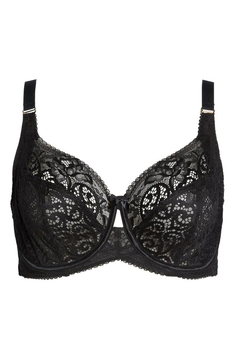 Panache Estel Underwire Full Coverage Stretch Lace Side Support Bra, Alternate, color, Noir