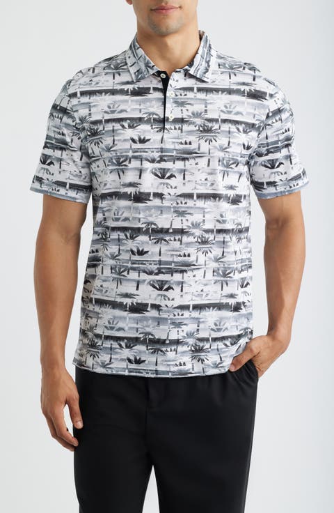 Hendrix Digital Abstract Print Pima Cotton Polo