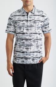 Bugatchi Hendrix Digital Abstract Print Pima Cotton Polo