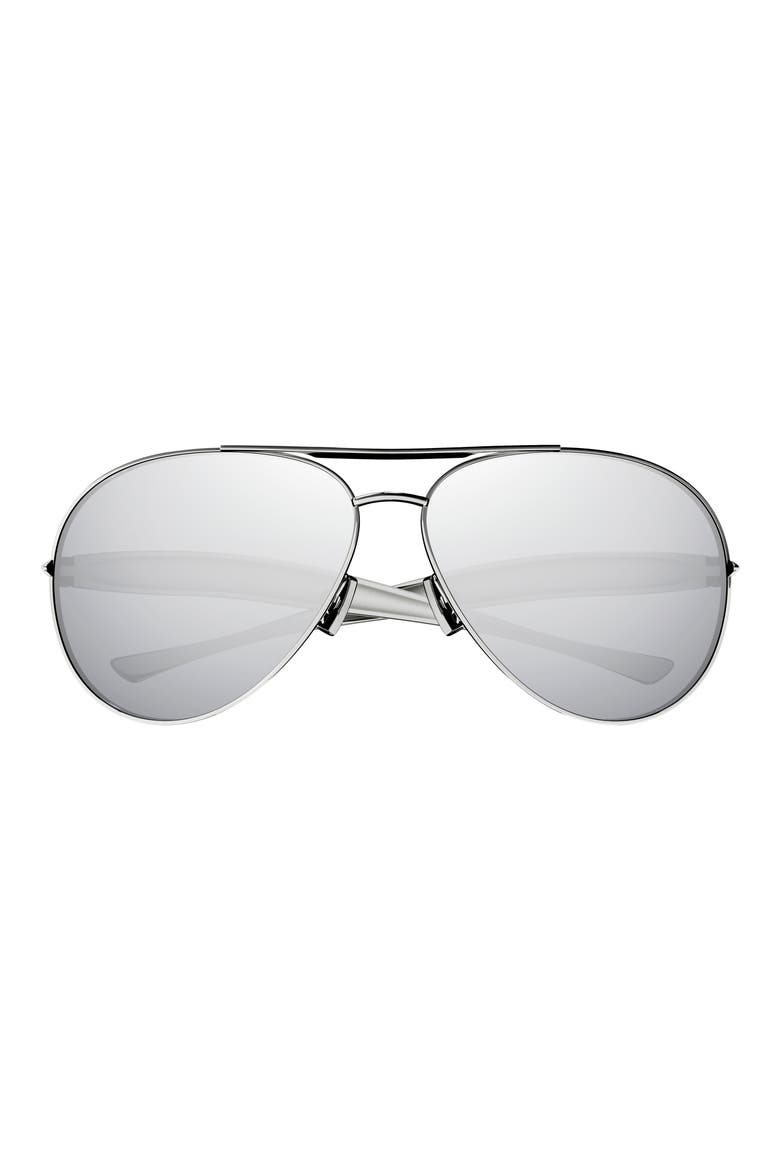 64mm Oversize Pilot Sunglasses, Main, color, SILVER
