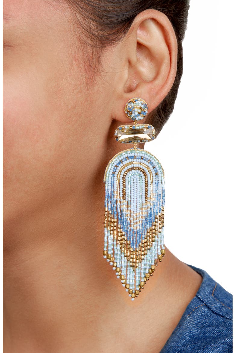 Ishani Beaded Drop Earrings, Alternate, color, BABY BLUE
