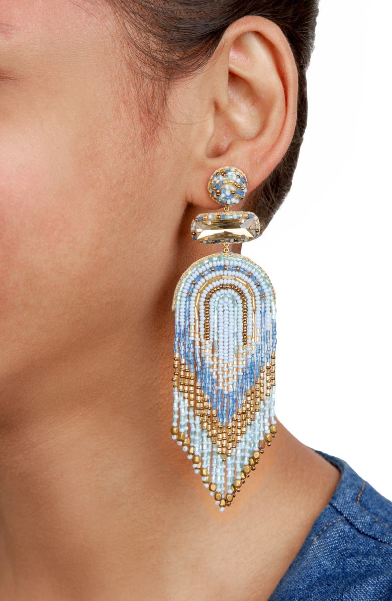 Deepa Gurnani Ishani Beaded Drop Earrings, Alternate, color, Baby Blue