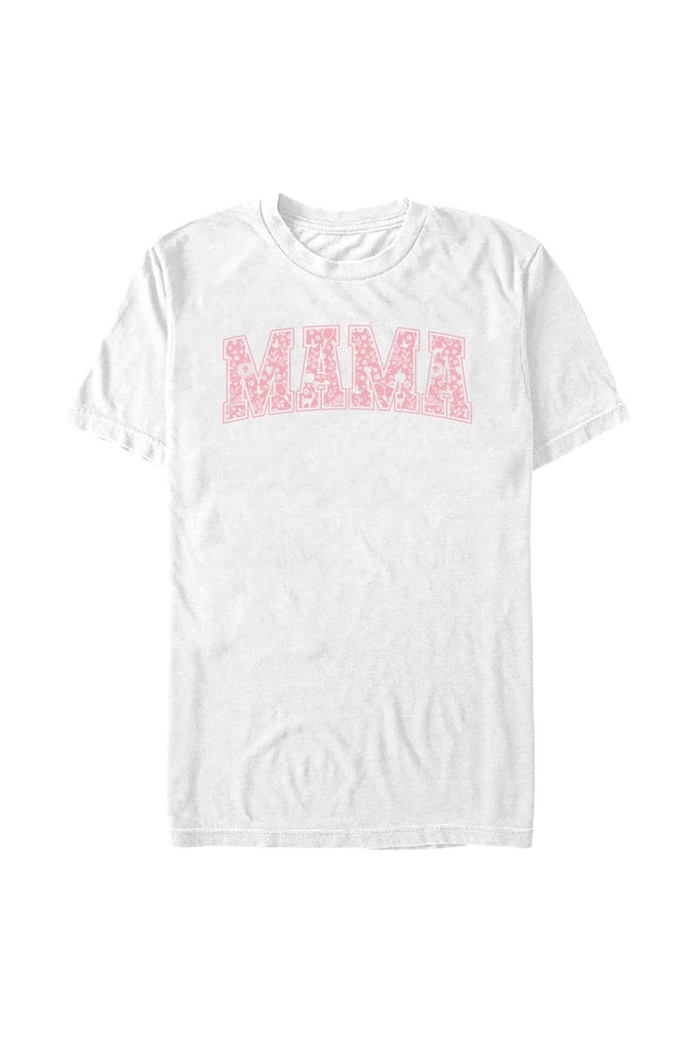 Men's Disney Mama Collegiate Items Pattern  Graphic T-Shirt, Main, color, White